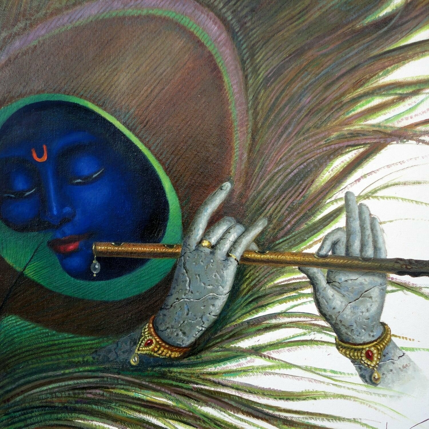 lord krishna with flute drawings