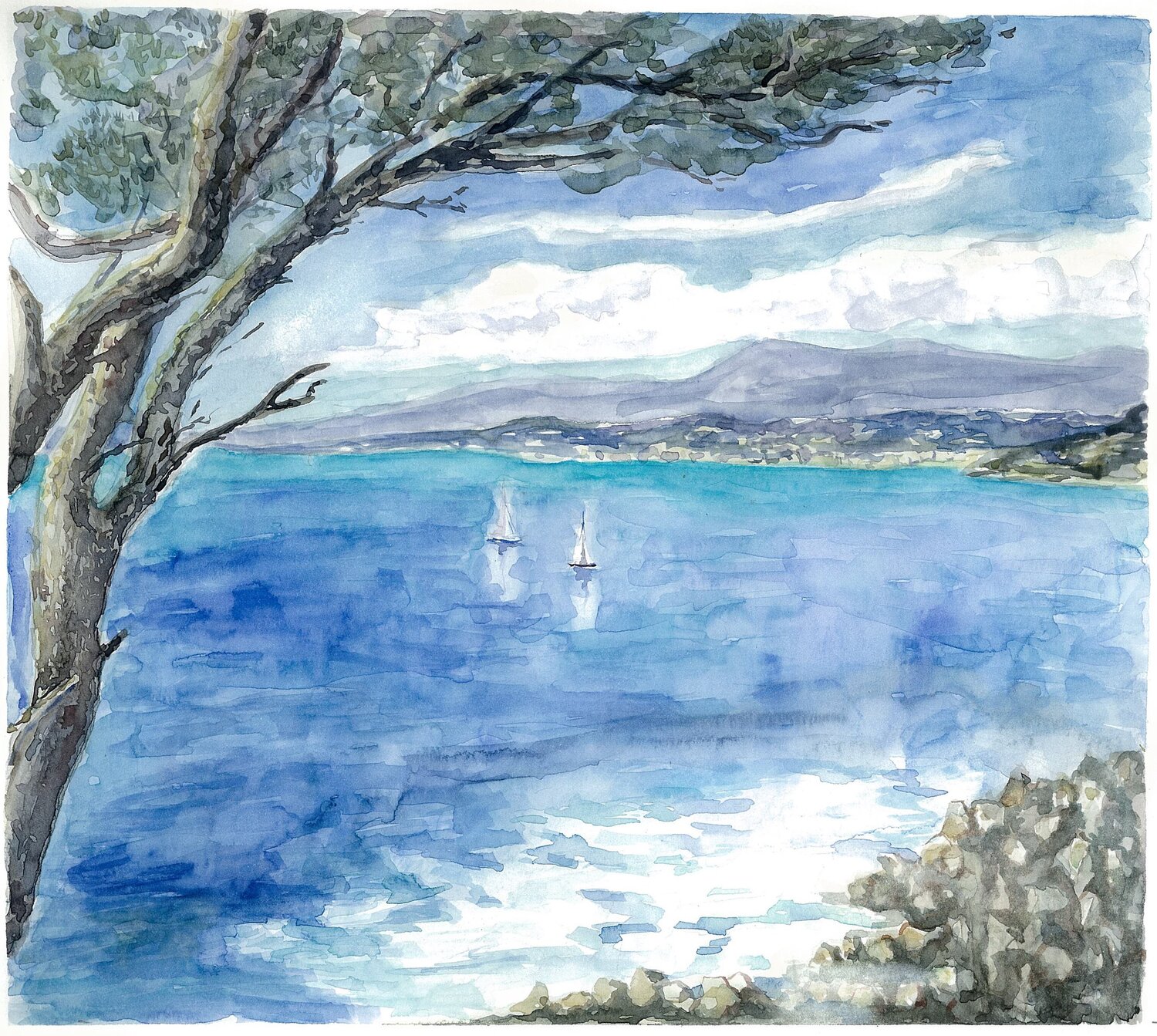 F.Neri・水彩画・額入・No.170514-34・梱包サイズ140