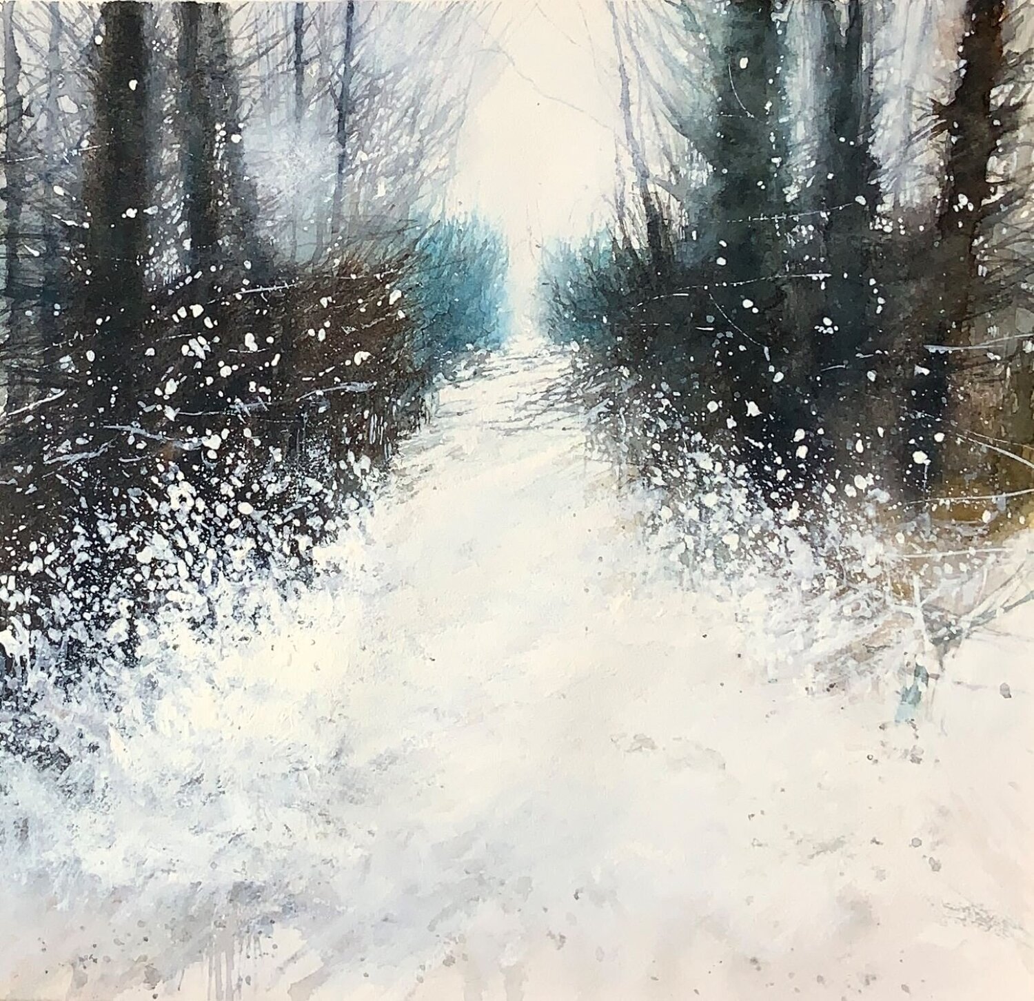 Tableau D'art Mural Hiver - Motif Flocon De Neige Et Botanique, Tons Pastel, Neuf