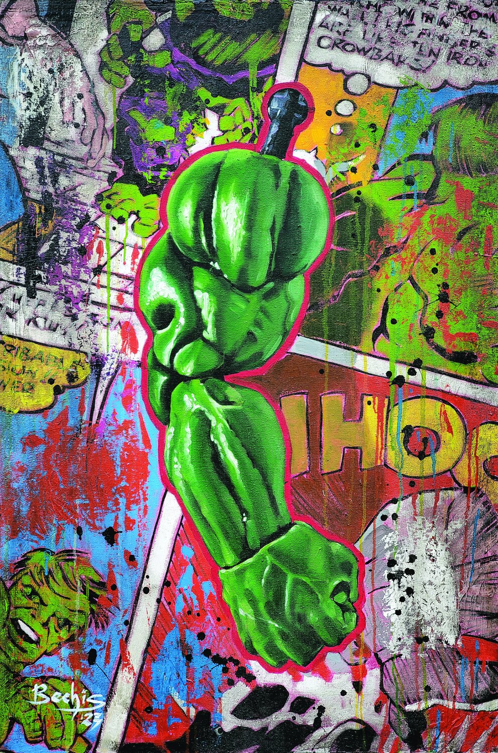 Tableau Chat Hulk - Sylvain Binet, art moderne et original