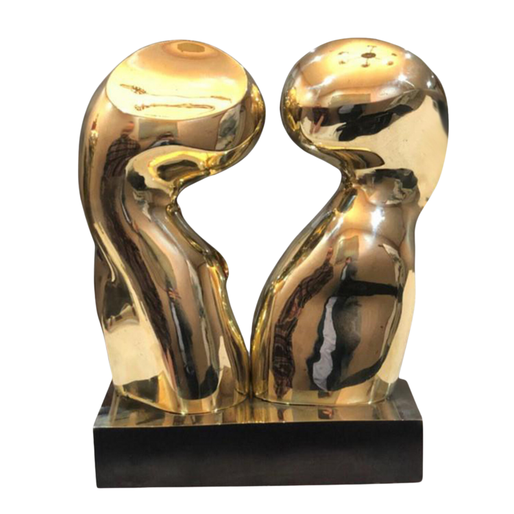 "The Kiss" Contemporary Abstract Bronze Sculpture